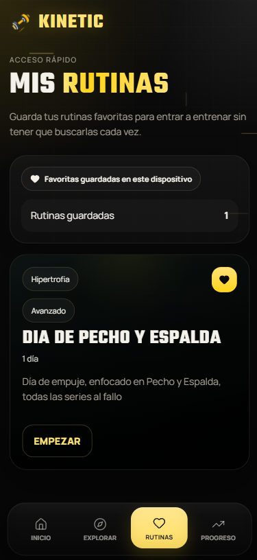 KINETIC — PWA mobile-first para gimnasio